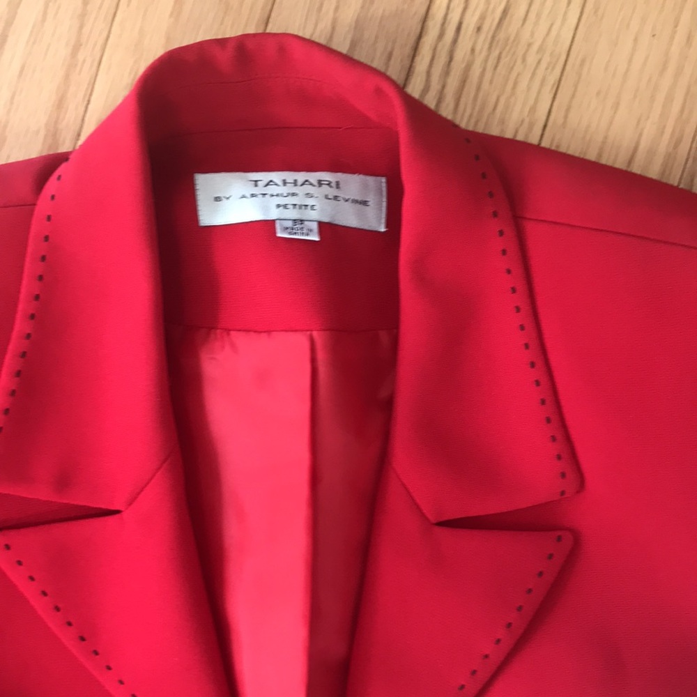 Vintage 1970s Tahari red power suit